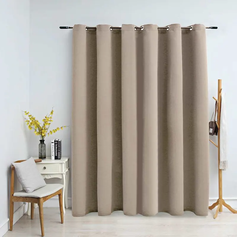 Draperie opaca cu inele metalice, bej, 290 x 245 cm