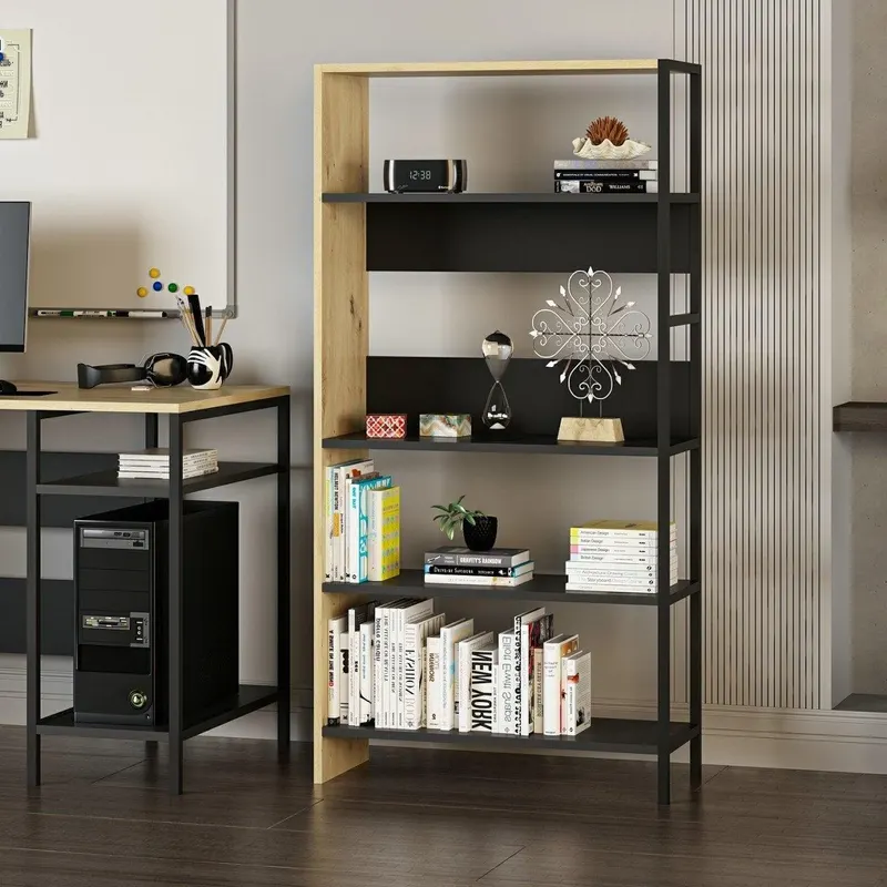 Biblioteca Tiran, Gri, 76x30x150 cm - Gri