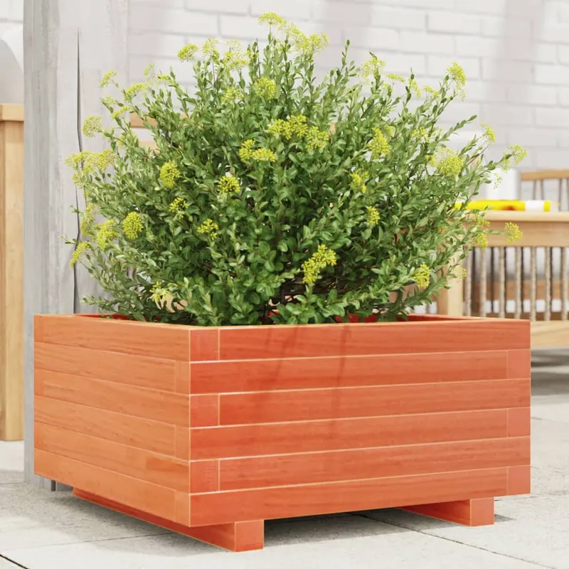 jardiniera gradina, maro ceruit, 50x50x26,5 cm, lemn masiv pin