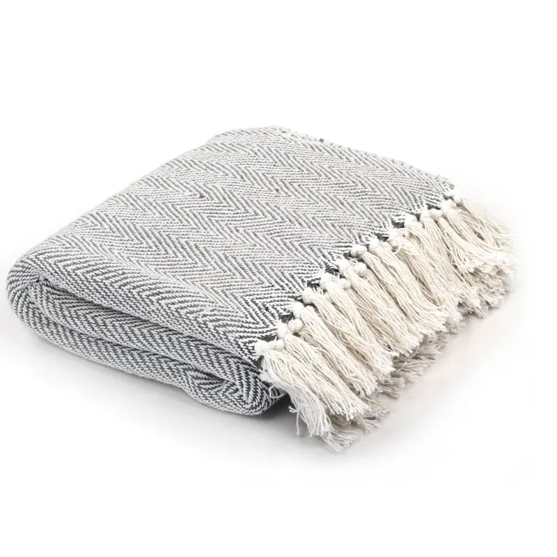 patura decorativa model spic, bumbac, 125 x 150 cm, gri