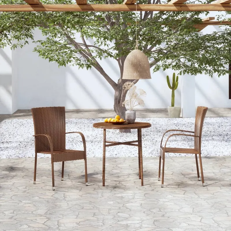 set mobilier de gradina, 3 piese, maro, poliratan