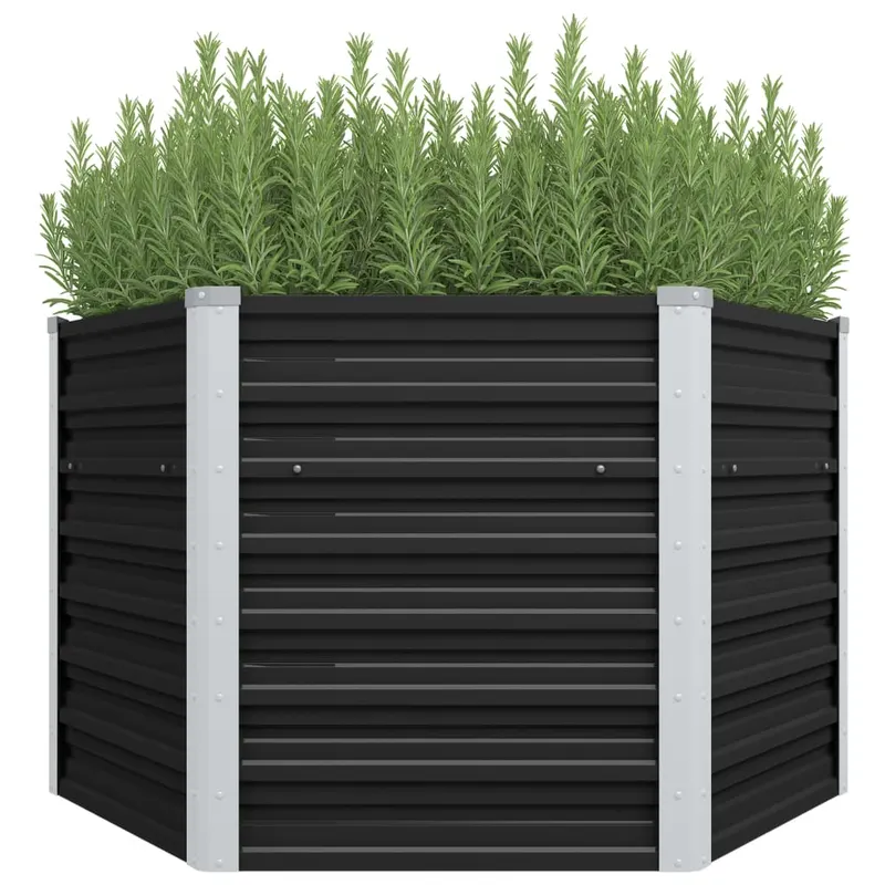 strat inaltat de gradina antracit 129x129x77 cm otel galvanizat