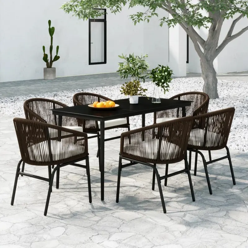set de mobilier pentru gradina, 7 piese, maro