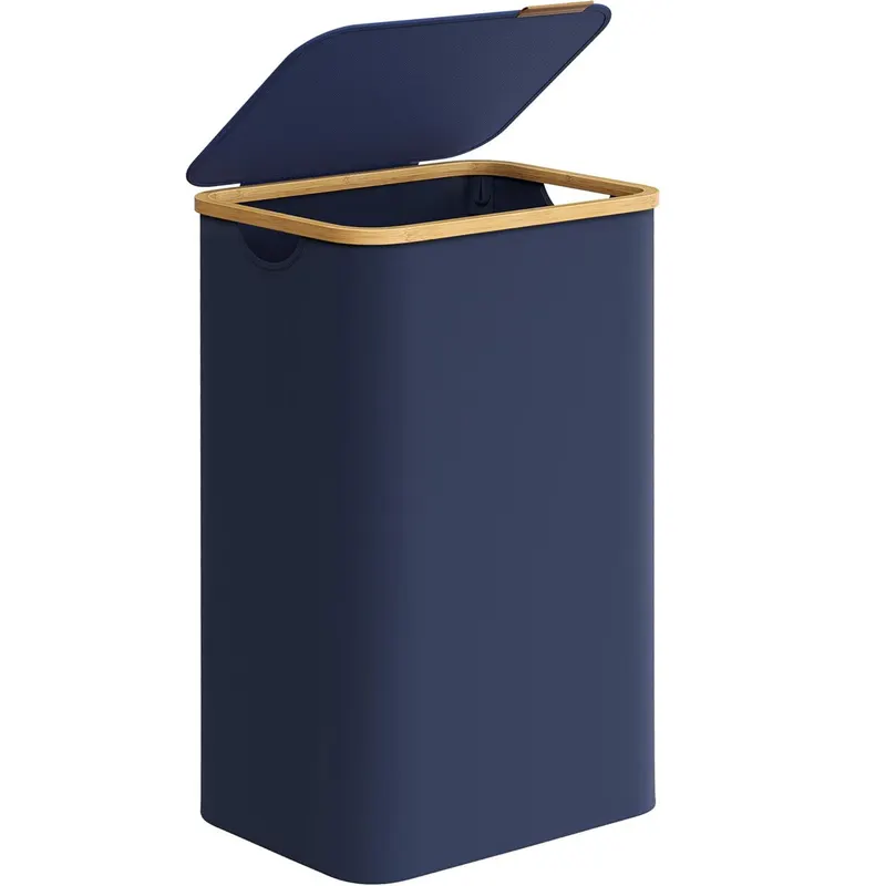 Cos rufe textil pliabil compartiment detasabil 90l, 42x32x71 cm, design compact, albastru