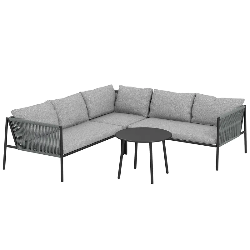 Outsunny Set Grădină Modular 5 Locuri Gri Închis