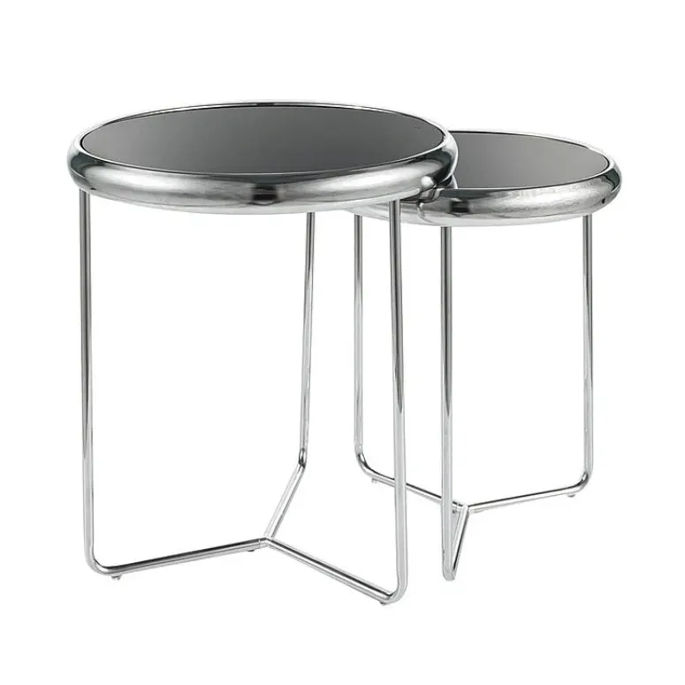 Set 2 masute de cafea TARIKS Ø40x45/47x50 CM - Crom