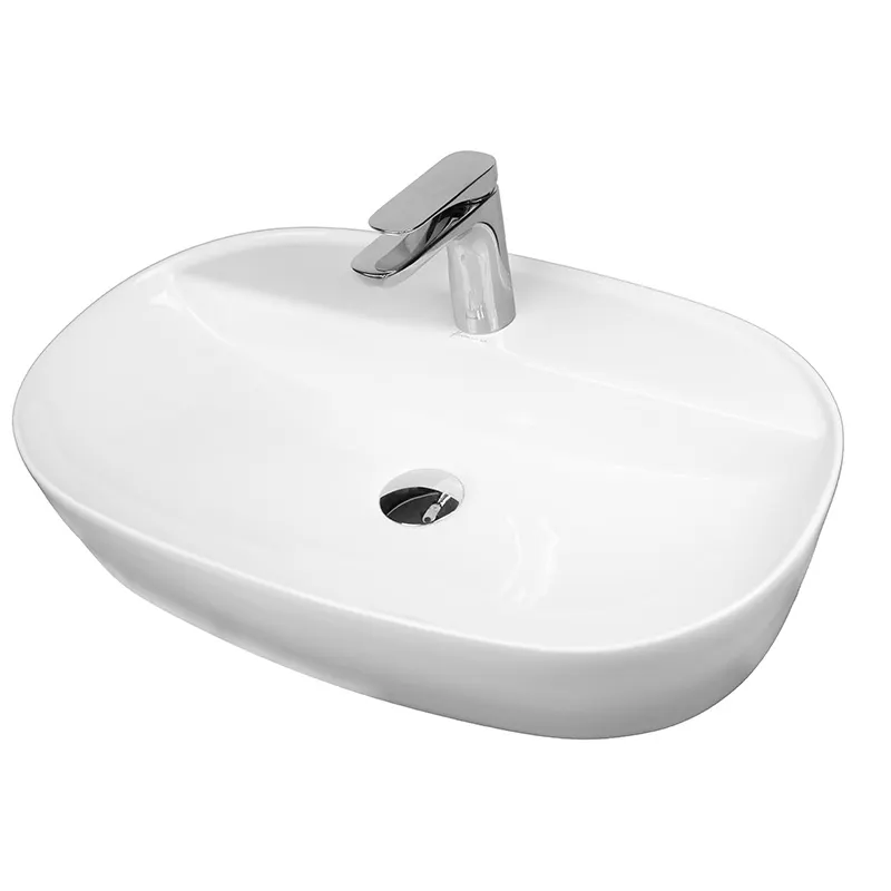Lavoar pe blat Fluminia Cassandra 60, 38 cm, oval, garantie 2 ani, alb