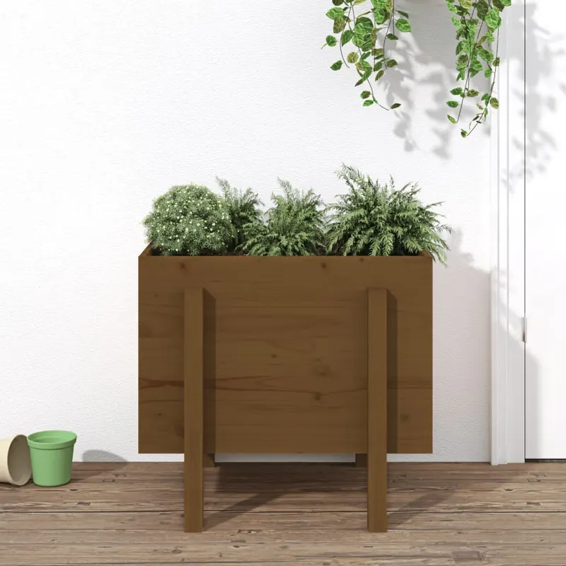 jardiniera de gradina, maro miere, 62x50x57 cm, lemn masiv pin