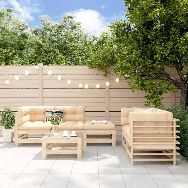 set mobilier relexare de gradina, 6 piese, lemn masiv de pin