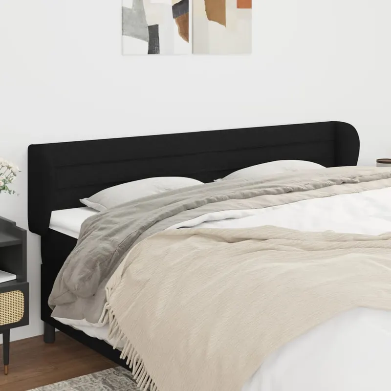 tablie de pat cu aripioare negru 163x23x78/88 cm textil