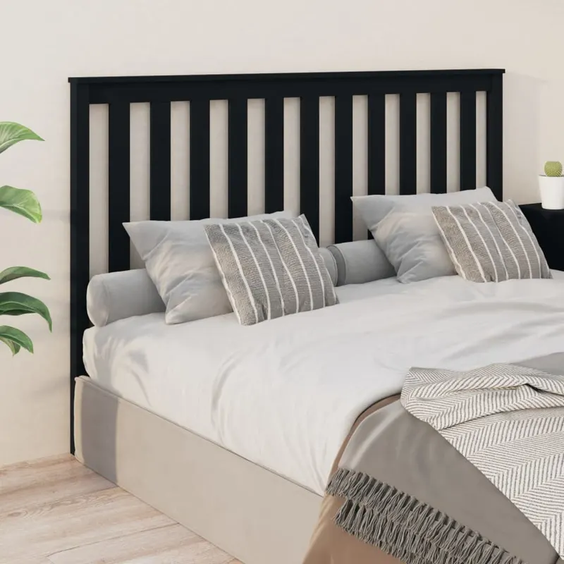tablie de pat, negru, 166x6x101 cm, lemn masiv de pin