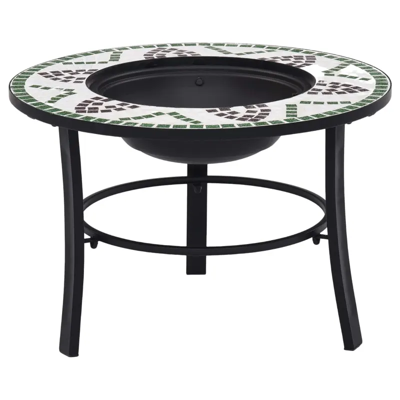 vatra de foc cu mozaic, verde, 68 cm, ceramica
