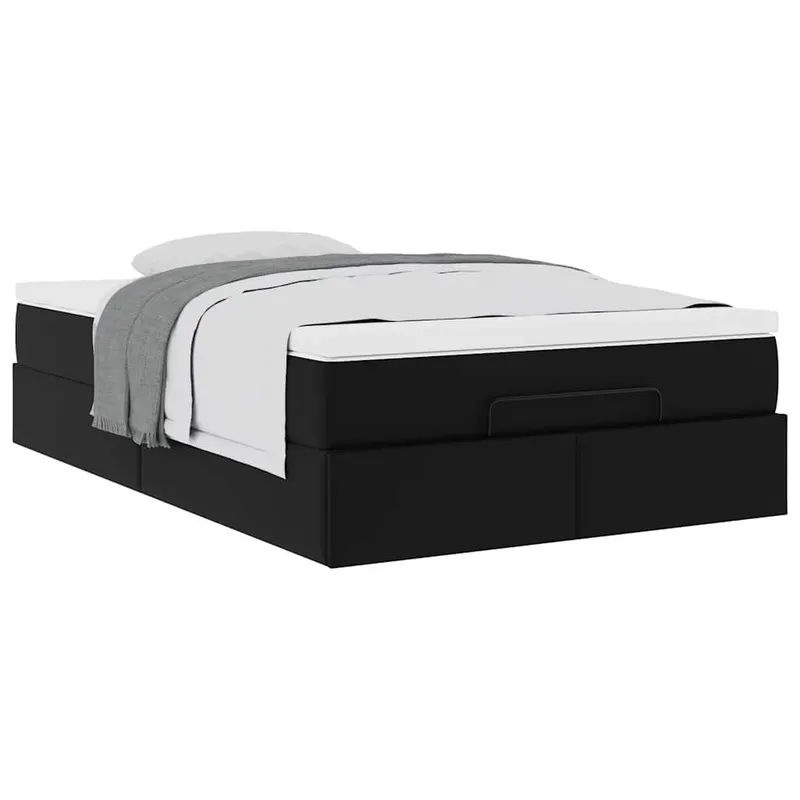 cadru de pat otoman saltea neagra 120x200cm piele artificiala