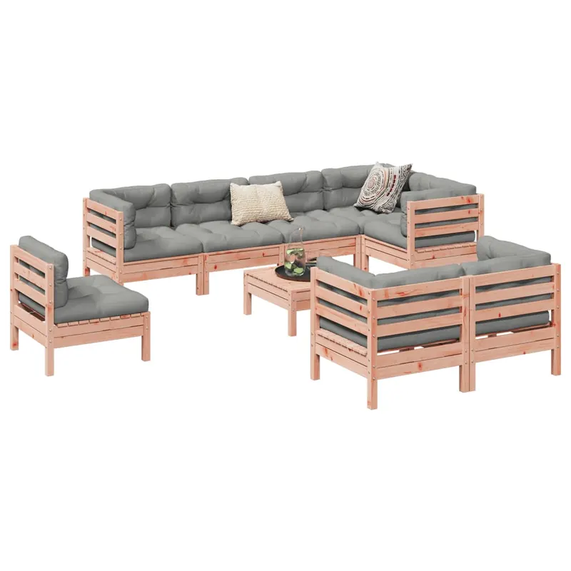 set canapele gradina cu perne, 9 piese, lemn masiv brad douglas