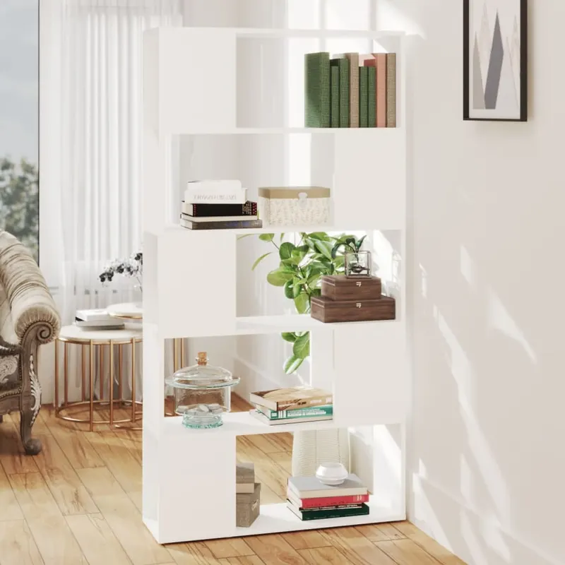 biblioteca/separator camera, alb, 80x24x155 cm, pal