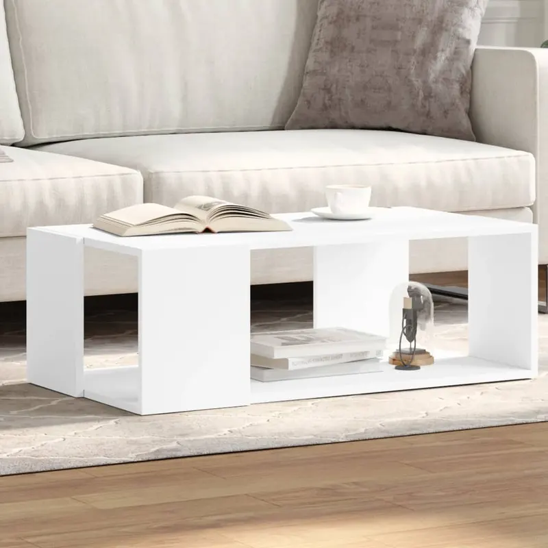 masuta de cafea, alb, 89,5x48x30 cm, lemn prelucrat