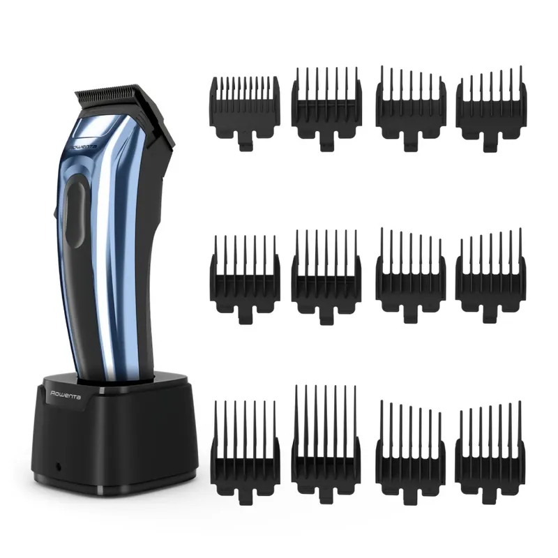Aparat de tuns Rowenta Barber Experience TN1551E0, lame inox, 6500 rpm, autonomie 150 minute, 0.6 - 26.5 mm, cablu alimentare 1.8 m, albastru negru