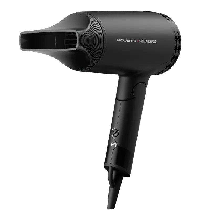 Uscator de par ROWENTA x Karl Lagerfeld Express Style CV184LF0, 1600 W, 2 trepte de temperatura, invelis Keratin Glow, concentrator, negru