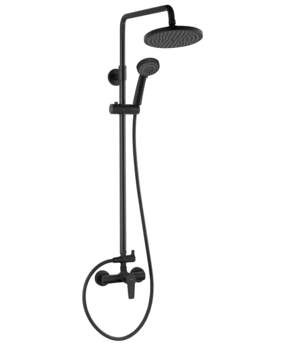 Coloana de dus cu baterie si para de dus monocomanda, negru mat, Ritto Black