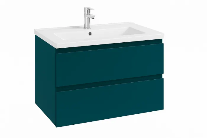 Dulap baie suspendat 80 cm, verde inchis mat, pentru lavoar, Defra Como