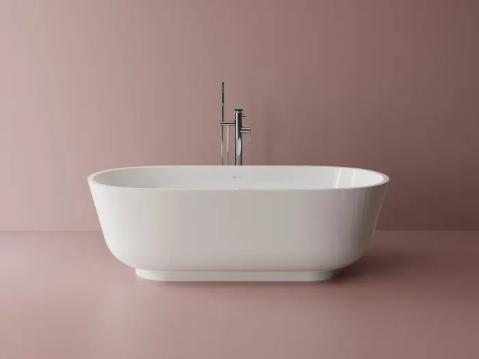 Cada freestanding ovala, compozit alb lucios, 158x73x49.5 cm, Privee