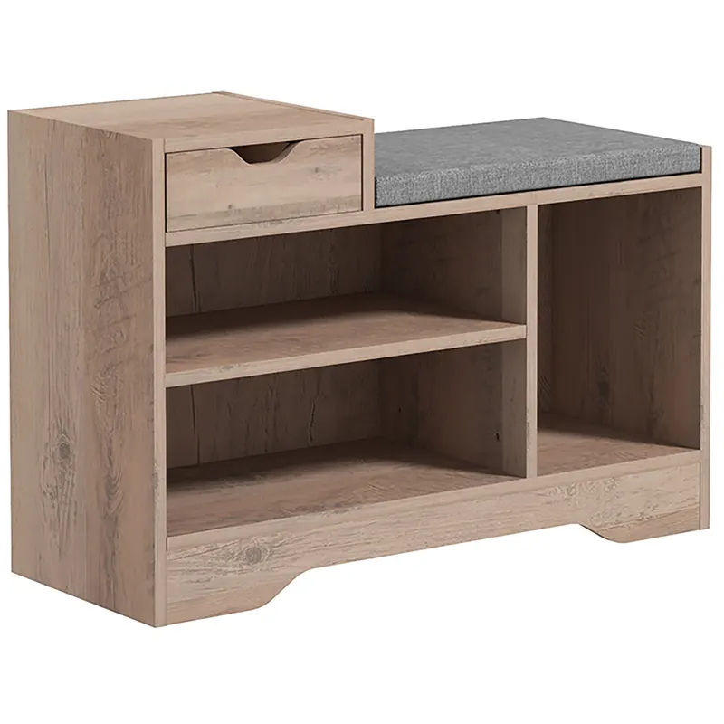 HOMCOM Bancă pentru Încălțăminte cu Pernă de Șezut, 76,5x30x52 cm, Gri