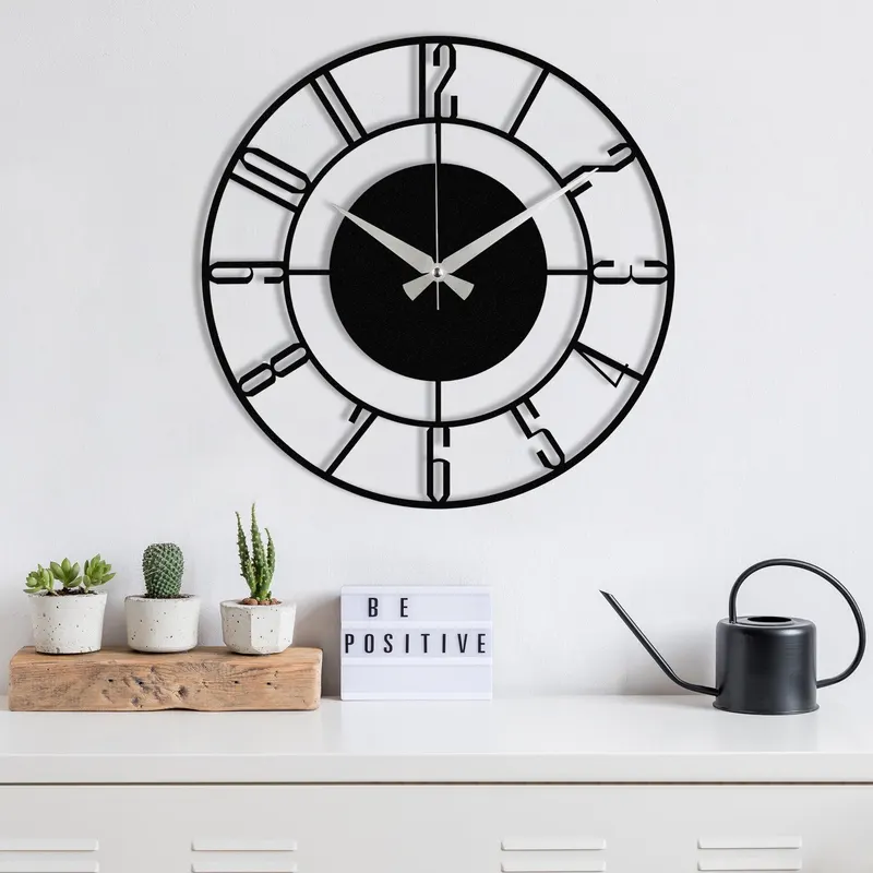 Ceas de perete Be positive, Negru, 48x48 cm - Negru