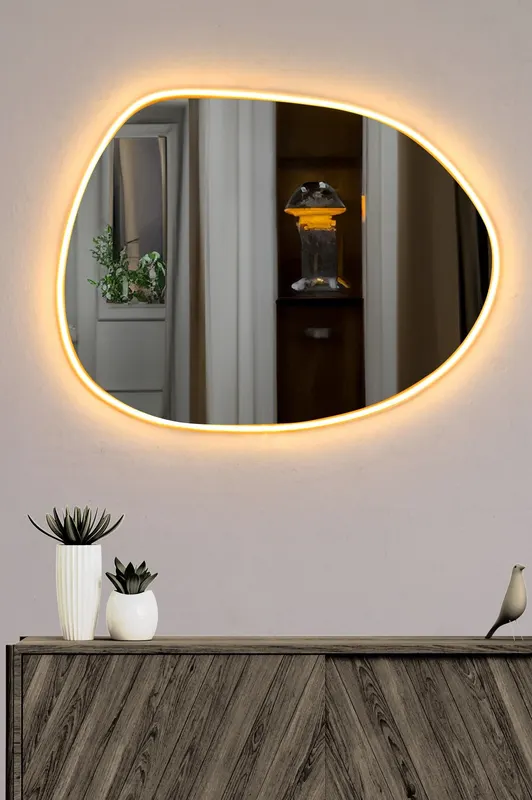 Oglindă decorativă cu LED Piago, Diverse culori, 60x46 cm - Galben
