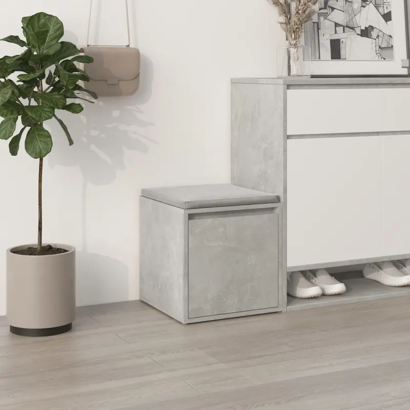 cutie cu sertar, gri beton, 40,5x40x40 cm, lemn compozit