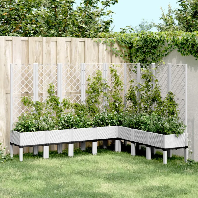 jardiniera de gradina cu spalier, alb, 200x160x142 cm pp