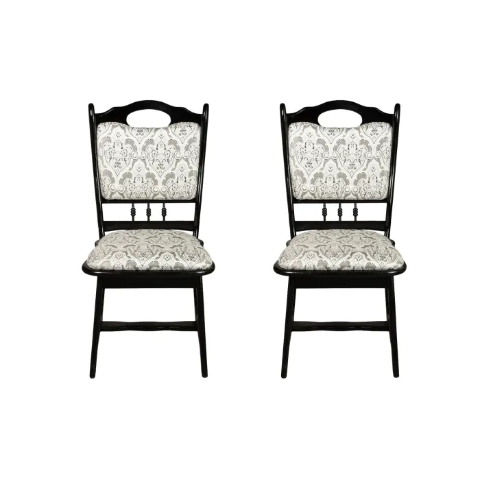 Set 2 scaune living FLANDER, cadru wenge + stofa print 02, 50x48x95 cm