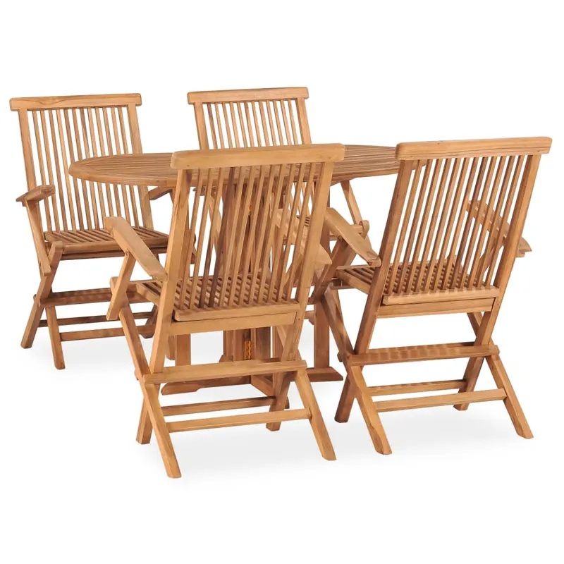 set mobilier de exterior pliabil, 5 piese, lemn masiv de tec