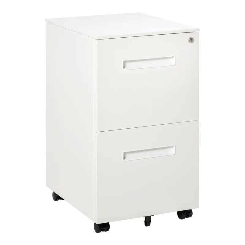 Vinsetto Dulap Birou Mobil, cu sertare, Organizator Documente cu Blocare, Oțel, 39x48x67cm, Alb