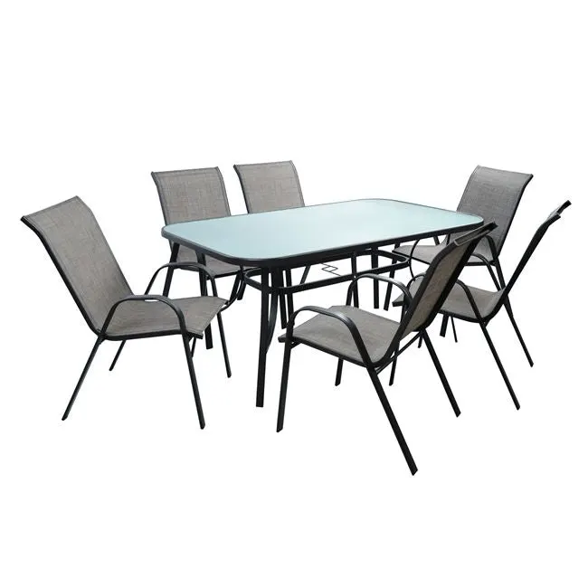 Set masa si scaune CUNEO 160x90x72cm - Gri inchis