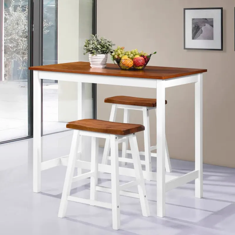 set mobilier tip bar, masa si scaune, 3 piese, lemn masiv