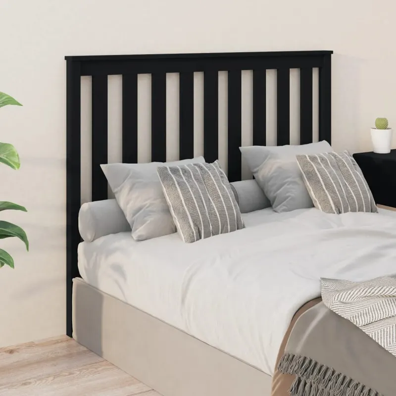 tablie de pat, negru, 146x6x101 cm, lemn masiv de pin