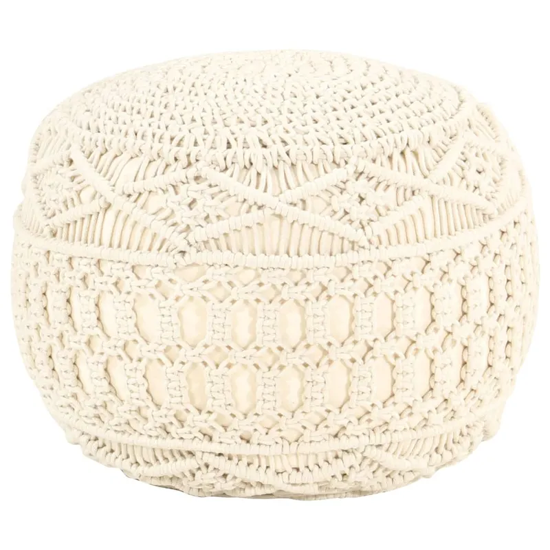 taburet puf macrame lucrat manual, 45 x 30 cm, bumbac