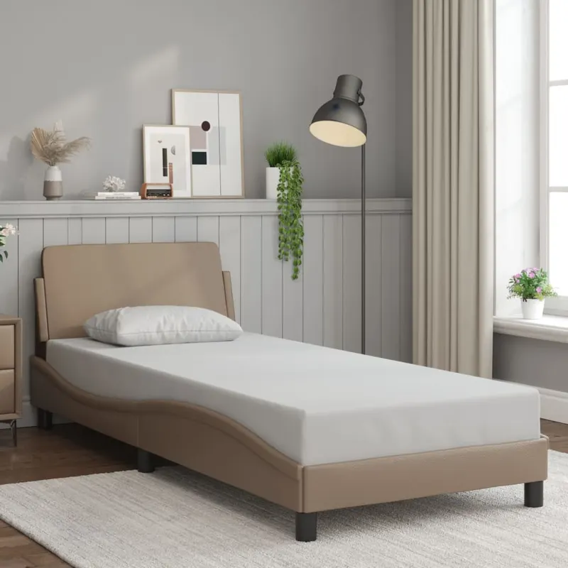 cadru de pat cu tablie, cappuccino, 80x200 cm, piele ecologica