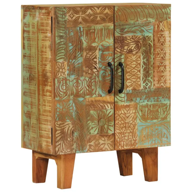 dulap sculptata manual, 55x30x75 cm, lemn masiv recuperat