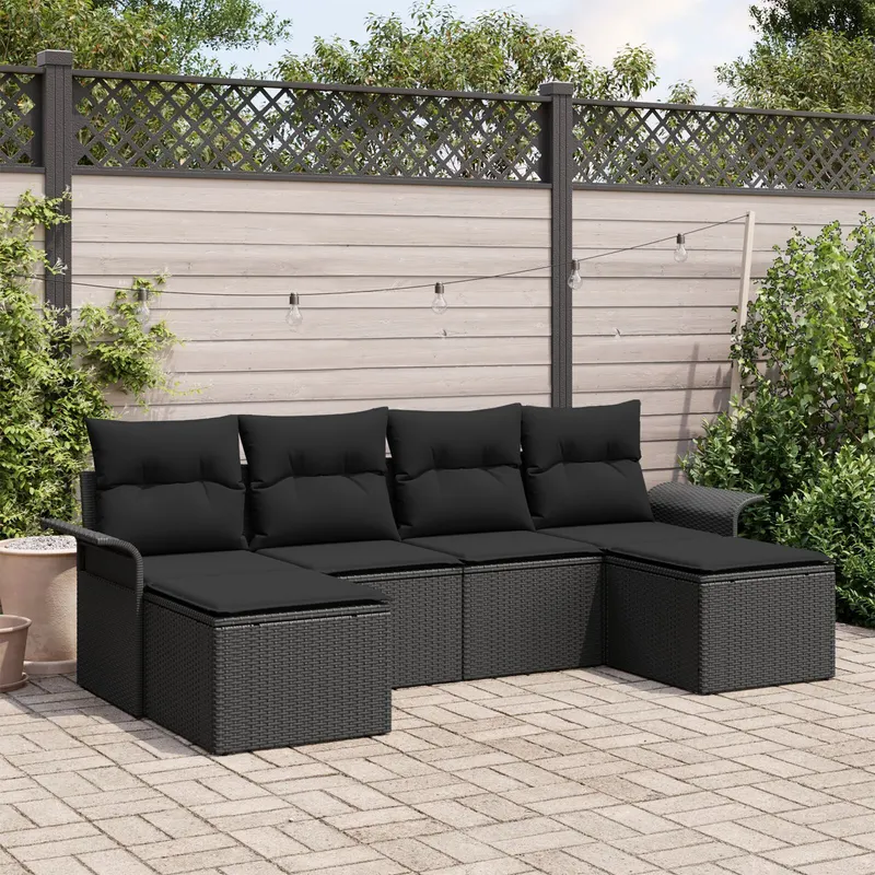 set de canapele pentru gradina set de 5 negru ratan impletit manual