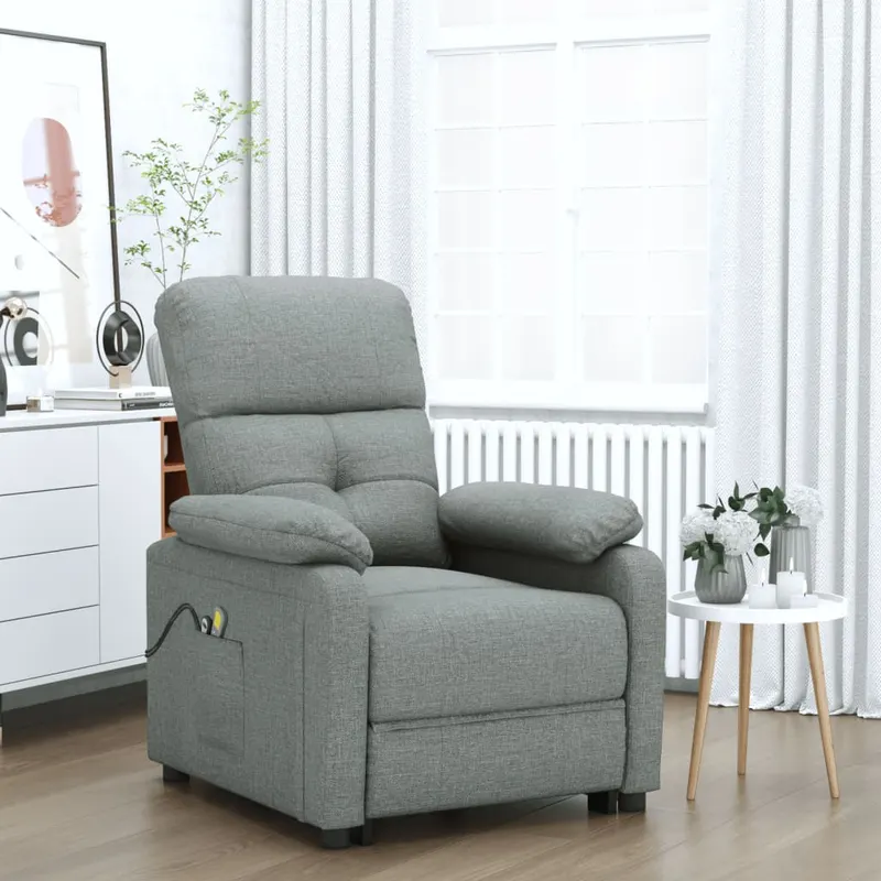 fotoliu de masaj electric rabatabil, gri inchis, textil