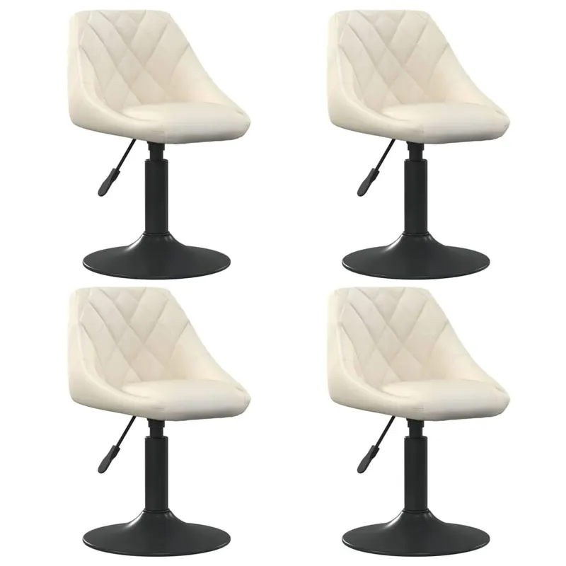 scaune de masa pivotante, 4 buc., crem, catifea