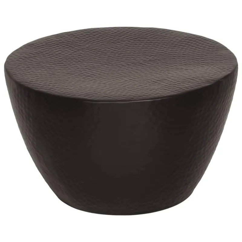 masuta de cafea, negru, Ø 50x30 cm, aluminiu batut la ciocan