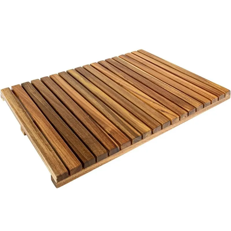 Gratar dus lemn salcam antiderapant, 53x36x3 cm, rezistent la umiditate, natur
