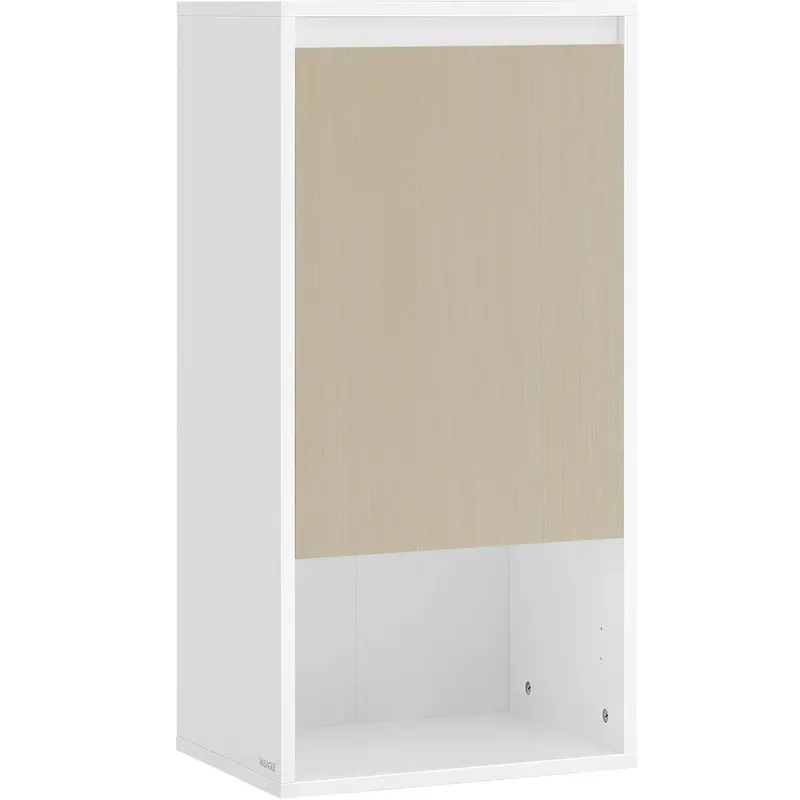 Dulap baie perete 3 polite usa deschidere reglabila mdf, 30x40x80 cm, design modern, alb bej