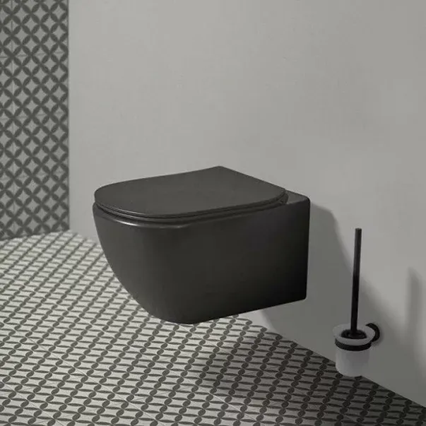 Capac WC soft-close negru Ideal Standard Tesi oval