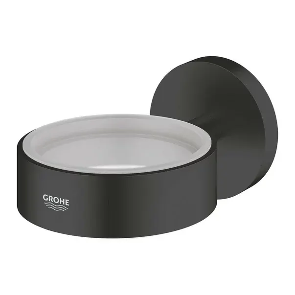 Suport negru mat Grohe Essentials pentru pahar sau savoniera