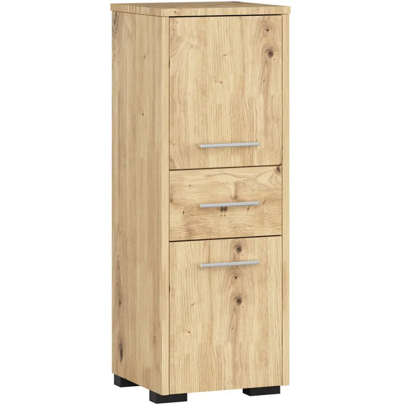 Dulap baie pal tip coloana usi si sertar, 30x30x85 cm, depozitare organizata, stejar artisan