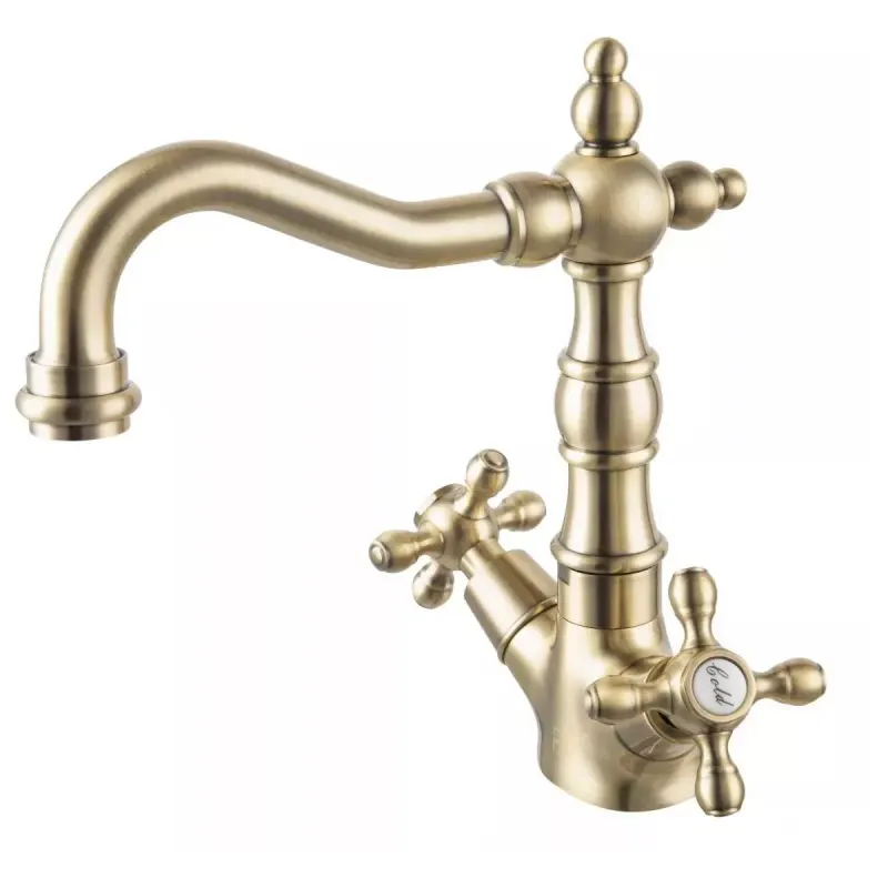 Baterie bucatarie regala Fdesign Lacrima, inalta, tip L, mat, bronz, FD1-LRA-4-66