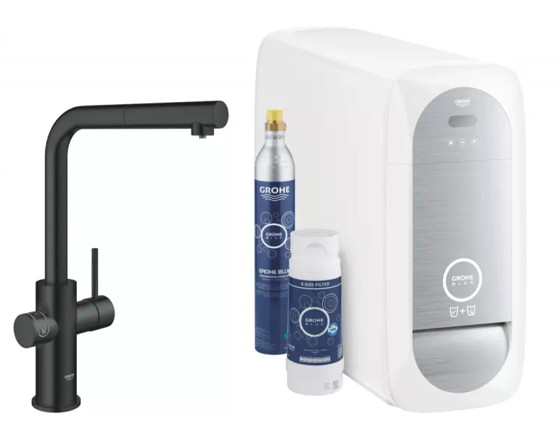 Baterie de bucatarie Grohe 31539KS0, Blue Home, 3 8 , tip L, pipa inalta, filtrare, racire, apa carbogazoasa